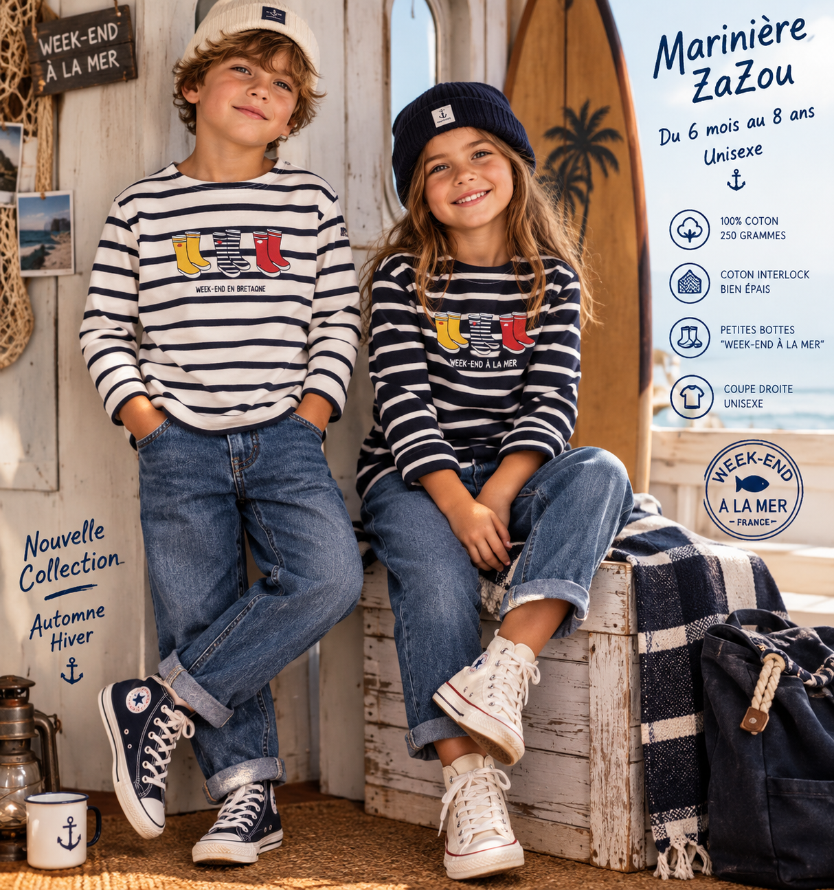 Marinière •ZaZOu•du 6 Mois au 8 ans • 2 Coloris