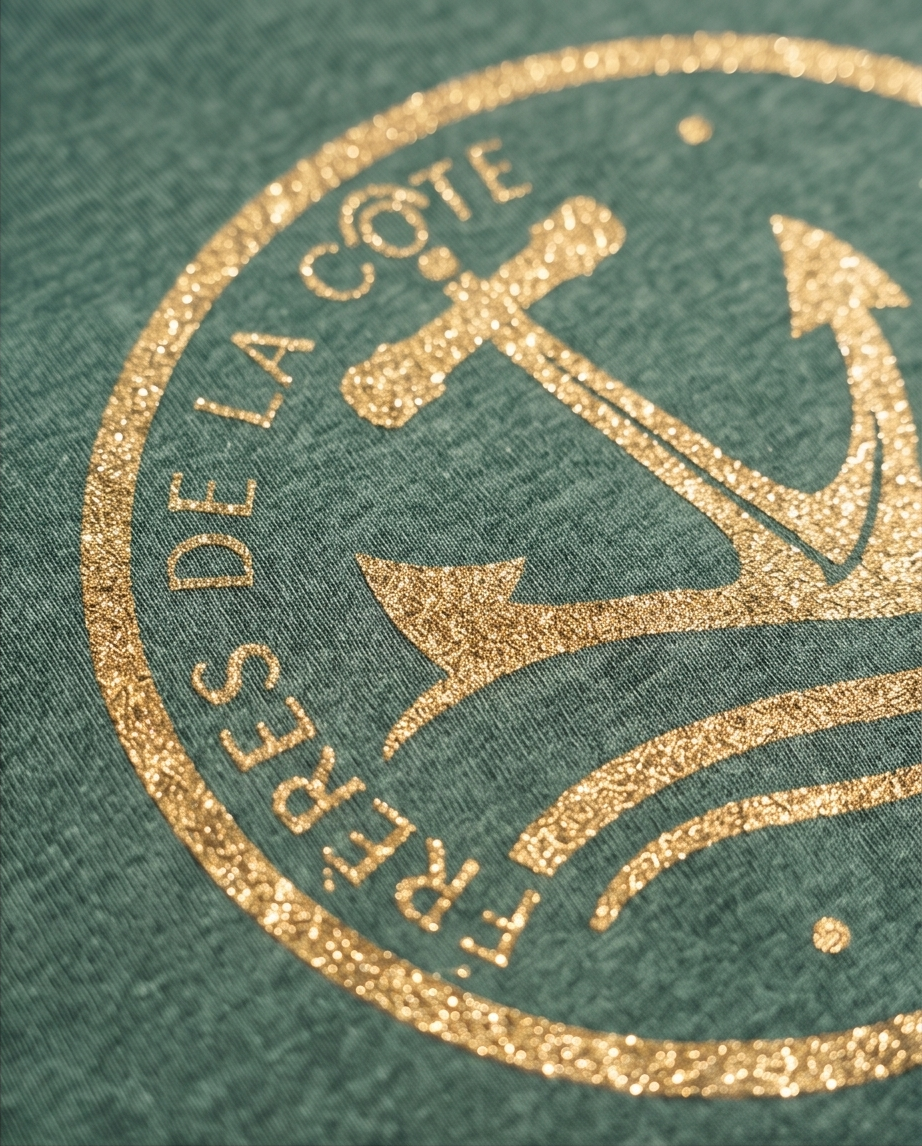 T.shirt Col V Woman ®Frères de la Côte ⭑BY MARINE du S au XXL • Vert Impression Or – Image 7