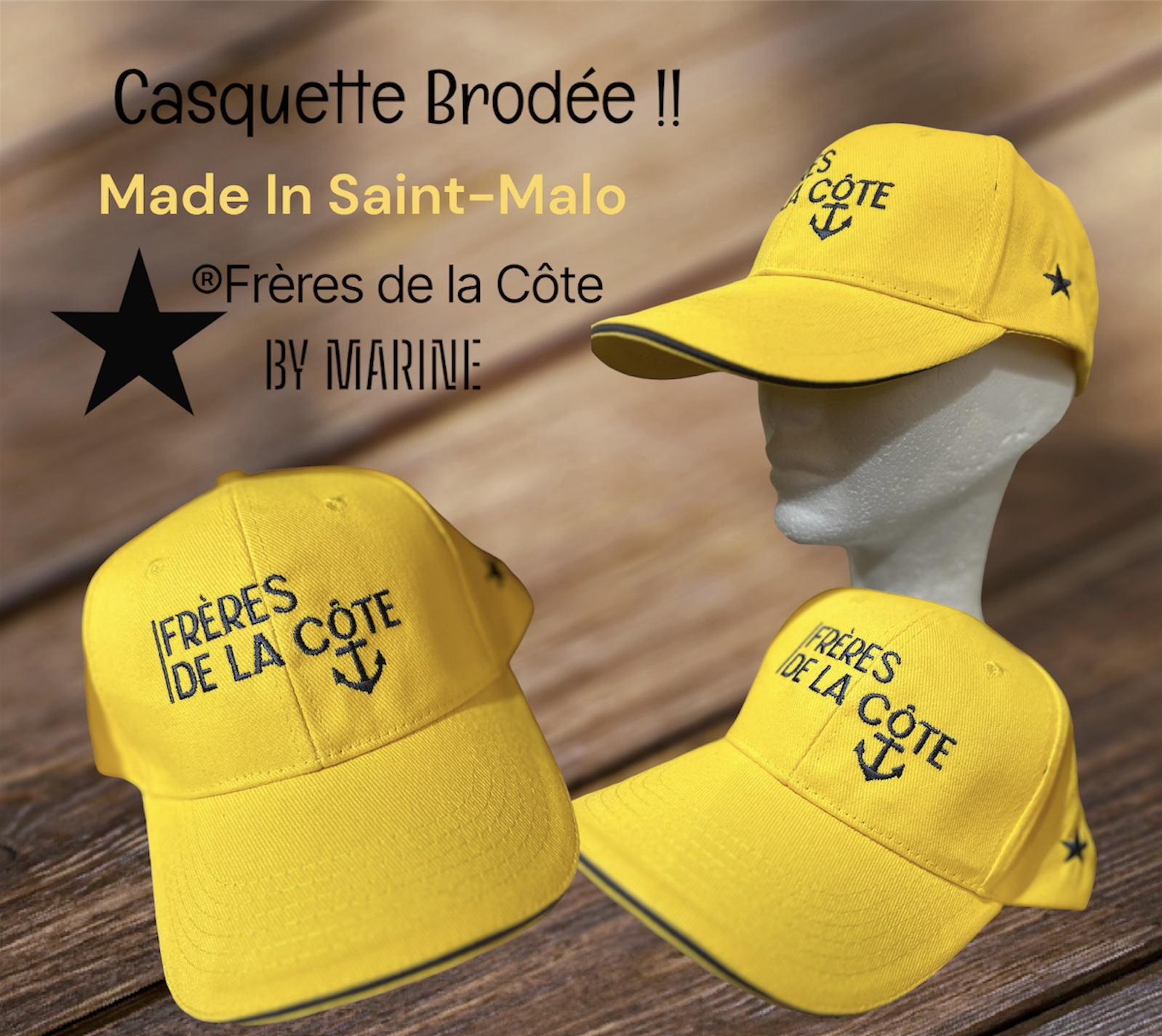 Casquette brodée VITAMINE marine made in France 100% coton biologique