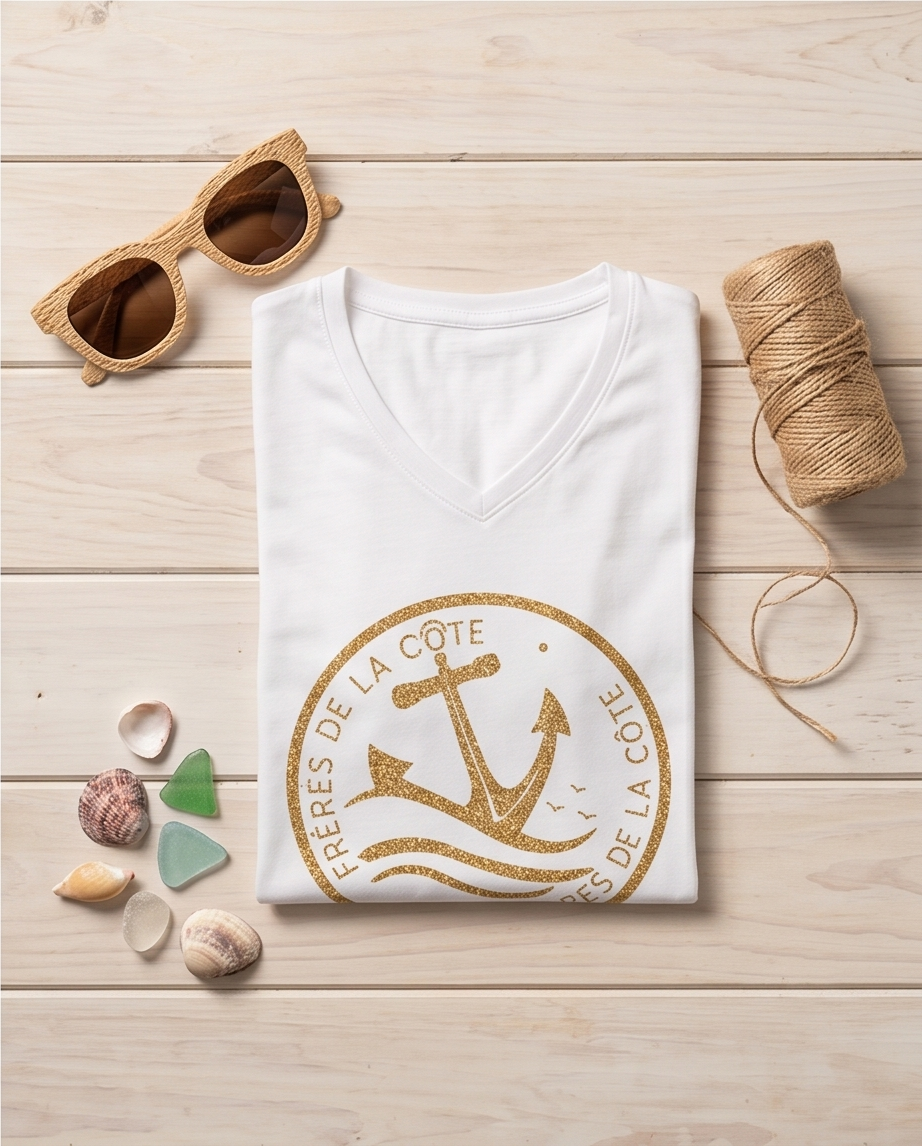 T.shirt CURVE •Col V •Woman ®Frères de la Côte • BY MARINE – Image 3