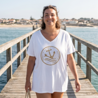 T.shirt CURVE •Col V •Woman  ®Frères de la Côte  • BY MARINE