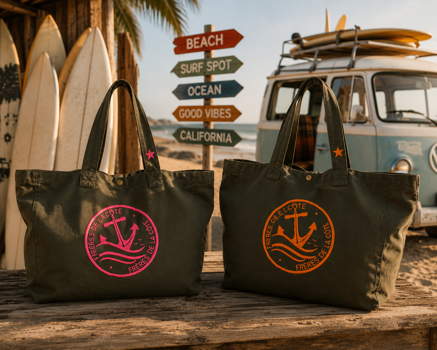 Sac Shopping ®Frères de la Côte ⭑BY MARINE • coton coloré • VEGAN