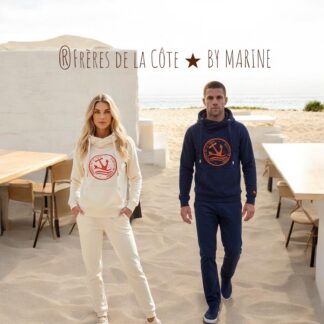 Sweat Le Bosco • ®Frères de la Côte ⭑BY MARINE • Unisexe Navy brodé Orange Fluo