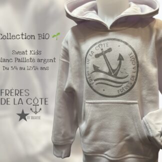 Sweat capuche Kids • ®Frères de la Côte ⭑BY MARINE Blanc pailleté ou ou argent