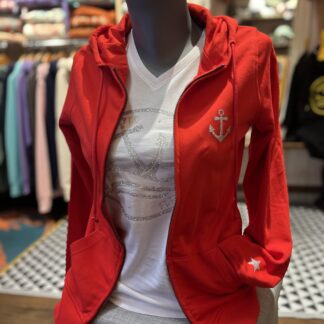 Gilet Zippé Woman • ®Frères de la Côte ⭑ BY MARINE • Rouge coton bio