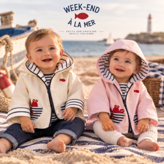 Ciré forme Cape • Homard • 2 coloris blanche ou rose • Du 6 au 24 mois