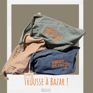 Trousse à Bazar • pochette écoresponsable velours • Brodée ®Frères de la Côte ⭑ BY MARINE