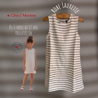 Robe Laurette • Marinière • Pailletée Or du 6 mois au 12 ans