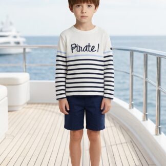 Marinière Pirate ciel  • 100% coton Interlock • du 6 mois au 8 ans