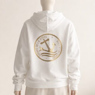 Gilet zippé • ®Frères de la Côte • By Marine • coton blanc logo pailleté du S au XXL