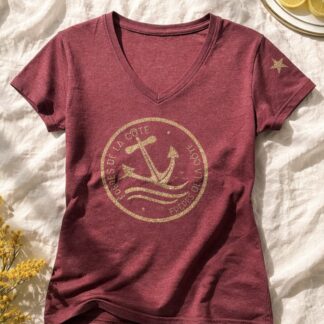 T.shirt Col V • Woman • ®Frères de la Côte ⭑BY MARINE du S au XXL • Prune