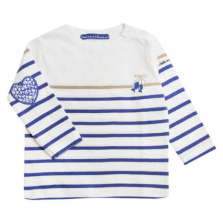 Marinière • COUDES CŒUR • rayée blanche et bleu royal • du 6 mois au 8 ans
