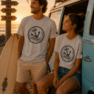 T.shirt REGULAR ®Frères de la Côte ⭑ BY MARINE Gris Impression Marine