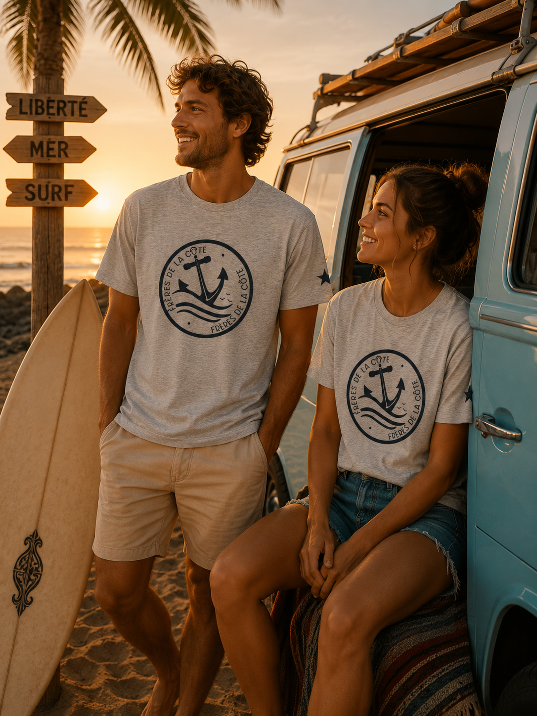 T.shirt REGULAR ®Frères de la Côte ⭑ BY MARINE Gris Impression Marine