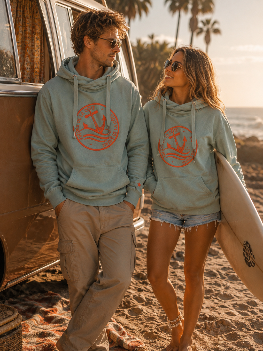 Sweat Le Bosco ®Frères de la Côte ⭑BY MARINE • Green brodé Corail