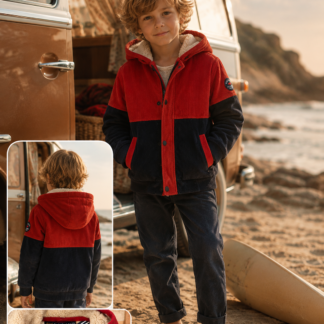 Veste en velours côtelé doublée Polaire • Week-end à la mer •du 12 mois au 8 ans bicolore
